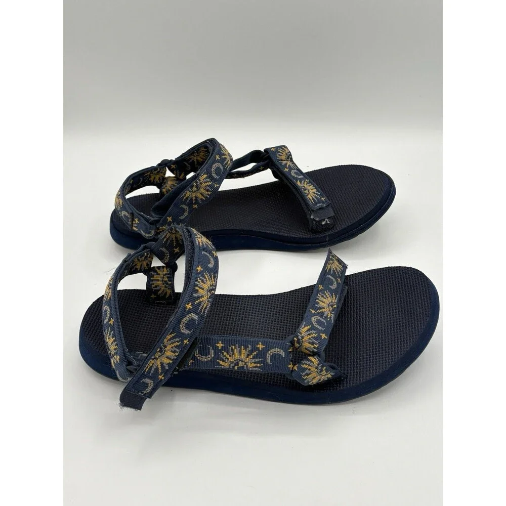 Teva Women’s 10 Celestial Sun Moon Stars Navy Sandals Y2K Boho Strappy